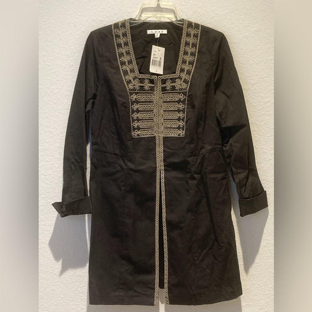 CAbi Black Jacket with Silver Embroidery